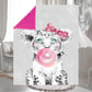 Couverture Plaid Bébé Lionceau Bulle Rose | 70cm x 95cm | Couleur minky au choix