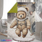 Couverture Plaid Bébé | Ourson Astronaute | 70cm x 95cm | A Personnaliser