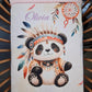 Couverture Plaid Bébé | Panda Boho Indien | 70cm x 95cm | A Personnaliser