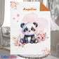 Couverture Plaid Bébé Panda Rose Fleurs Cœurs | 70cm x 95cm | A Personnaliser