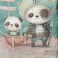 Couverture Plaid Panda Pirate | 70cm x 95cm | Couleur minky au choix