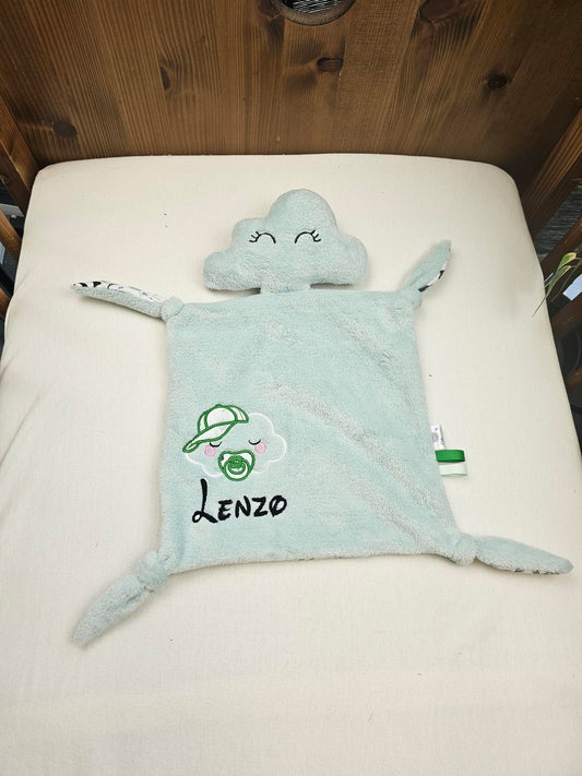 Doudou Nuage Garçon avec prénom brodé | Coton Polaire | A personnaliser