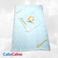 Pack Bébé A Personnaliser | Couverture Eté Bleue 75cm x 90cm + Doudou Lion 35cm