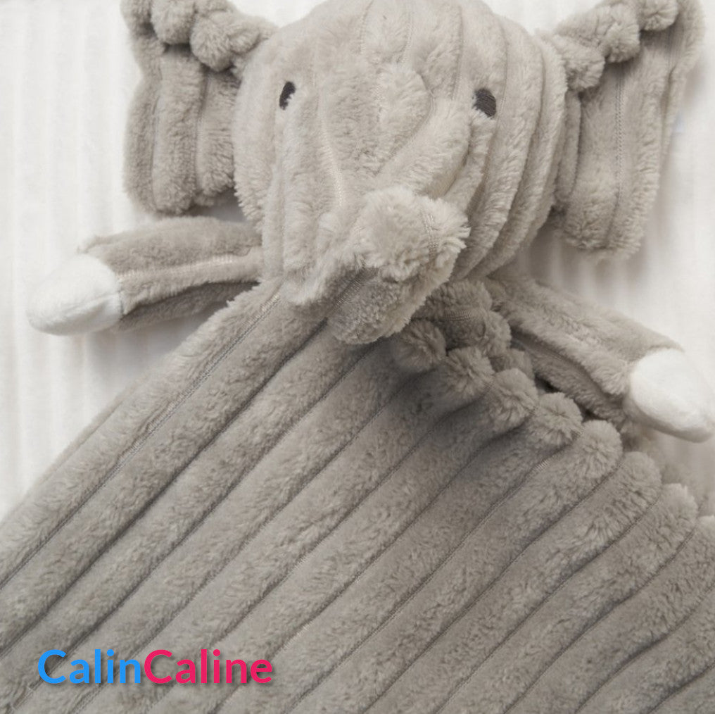 Pack Bébé A Personnaliser | Couverture Eté 75cm x 90cm + Doudou éléphant 35cm | Polyester (Copie)