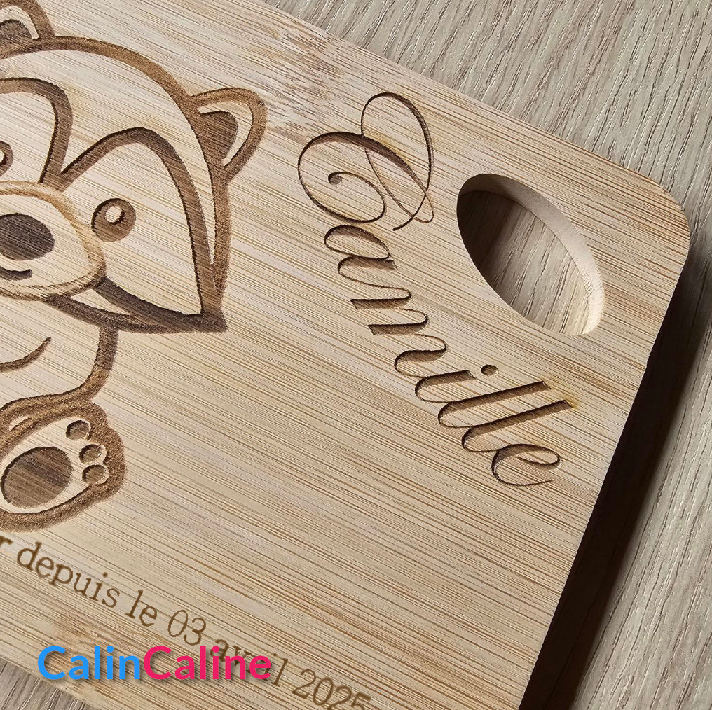Planche Repas Enfant Personnalisée en Bambou | 21cm x 15cm | Gravure Laser