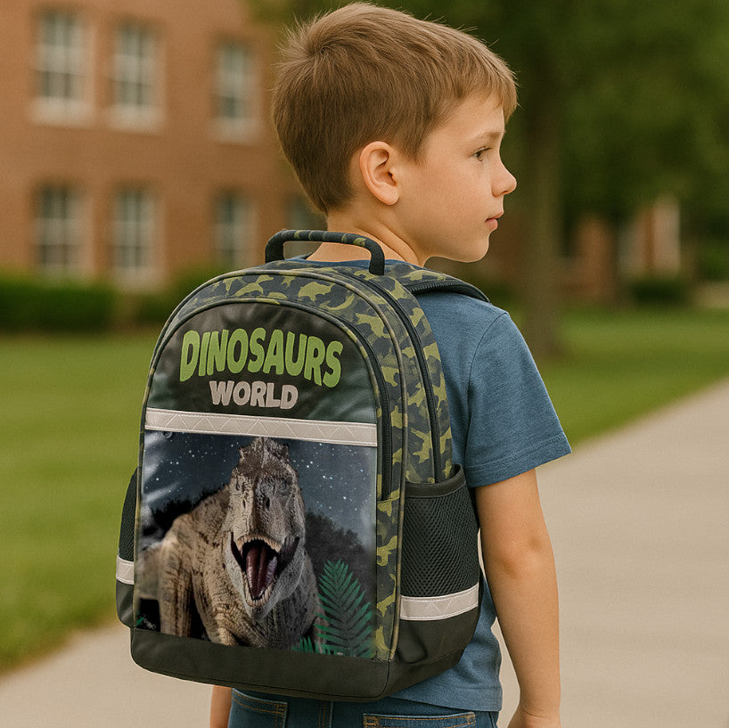 Sac à Dos Enfant Premium 42cm | Dinosaur World | 2 Compartiments | A4