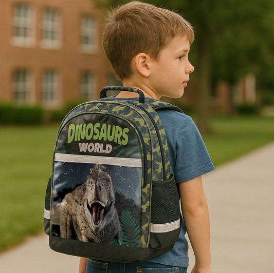 Sac à Dos Enfant Premium 42cm | Dinosaur World | 2 Compartiments | A4