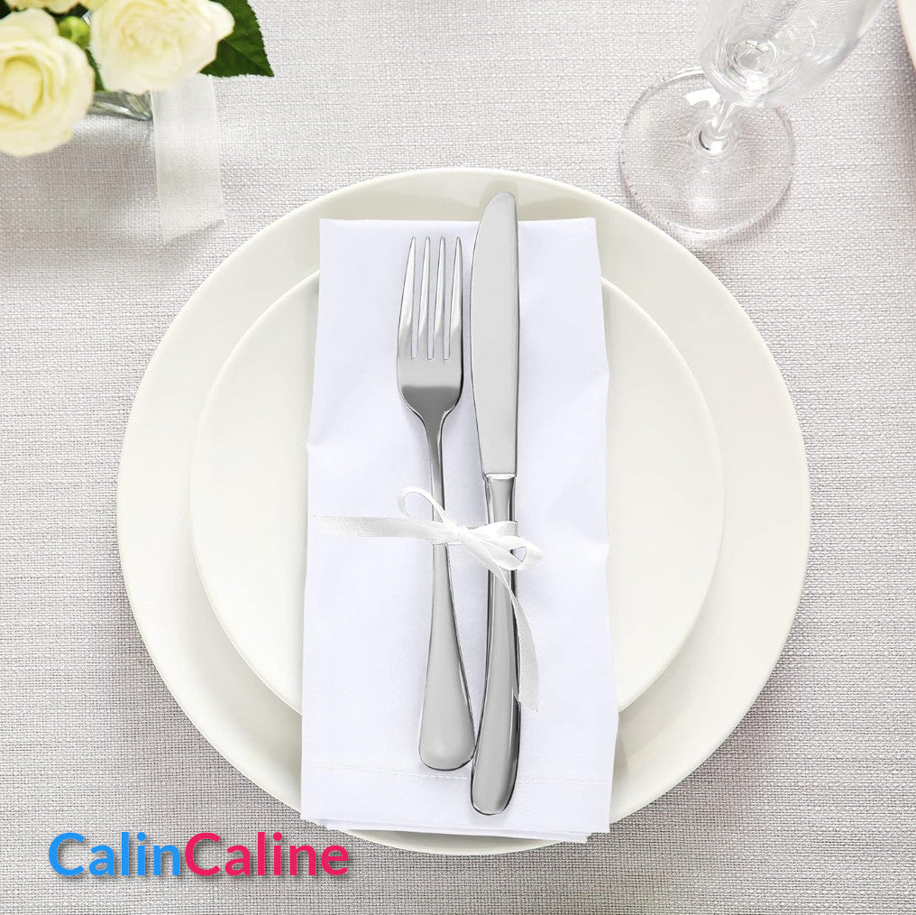 Serviette de Table 46cm x 46cm | Blanc | Avec Prénom Brodé