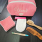 Trousse de toilette + Peigne et Brosse + Brosse à dents + Lingettes et Gants | A Personnaliser - Calincaline.be