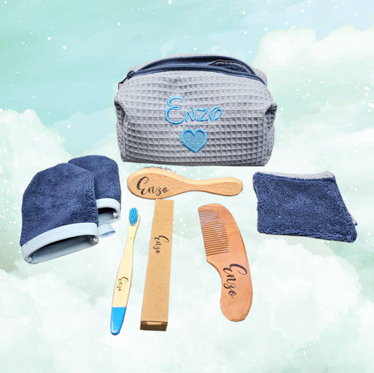 Créez Votre Trousse de Toilette Personnalisée | Peigne Brosse Lingettes inclus | Garçon