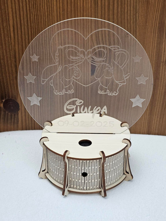 Veilleuse LED 15cm Personnalisée | Ronde | Avec prénom et personnage