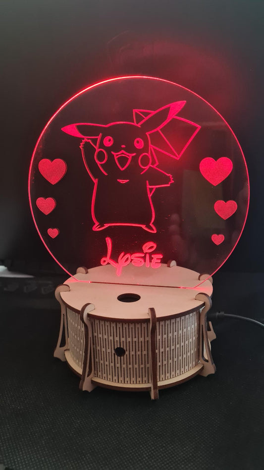 Veilleuse LED 15cm Personnalisée | Ronde | Avec prénom et personnage