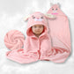 Cape de bain Lapinou Rose 0-3 ans | 80cm x 80cm | Prénom Brodé