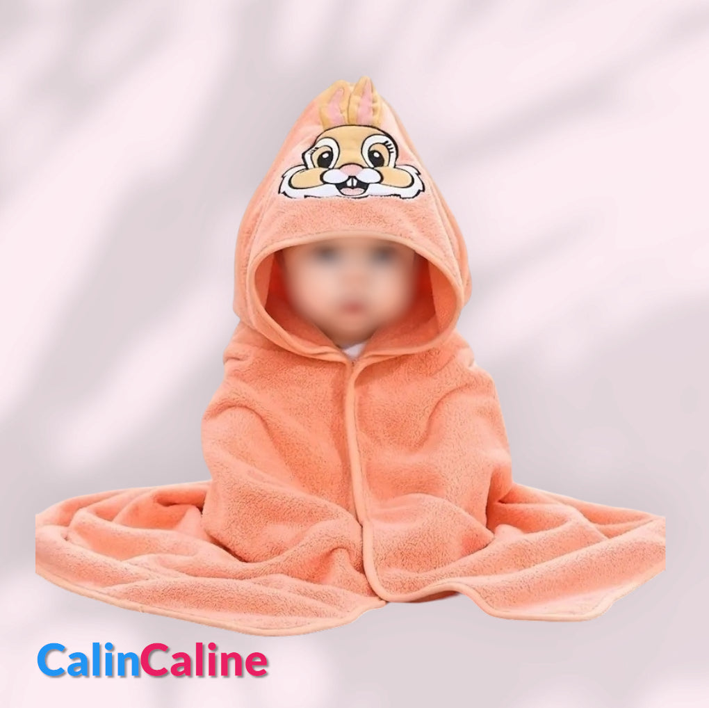 Cape de bain Lapin Orange Personnalisée 0-3 ans | 80cm x 80cm