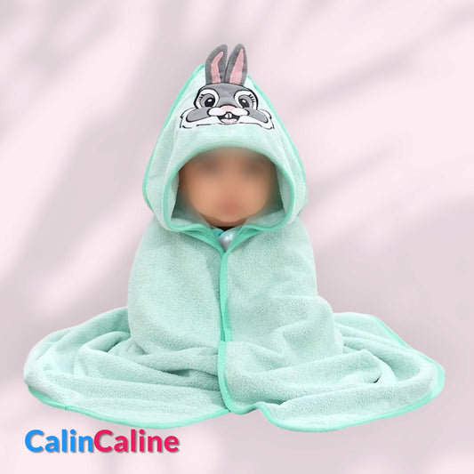 Cape de bain Lapin Vert Menthe Personnalisée 0-3 ans | 80cm x 80cm