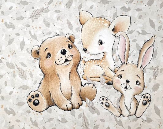 Tour de lit Cerf Ours Lapin | 3 coussins 60cm x 40cm | Coton et Velours | A personnaliser