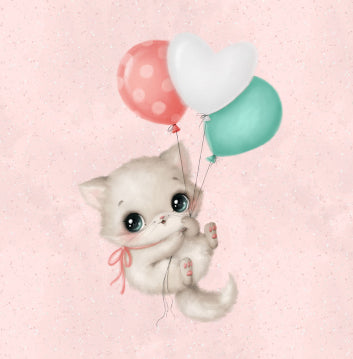 Balloon Kitten Baby Plaid Blanket | 70cm x 95cm | Choice of minky color