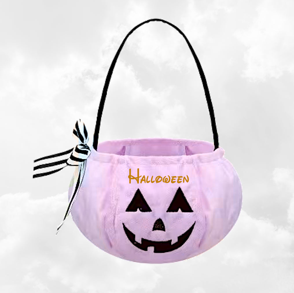 Sac à Bonbons Citrouille Halloween Brodé avec Prénom | Violet