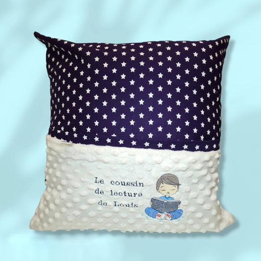 Create Your Reading Cushion With Embroidered First Name | 45cm x 45cm | Boy