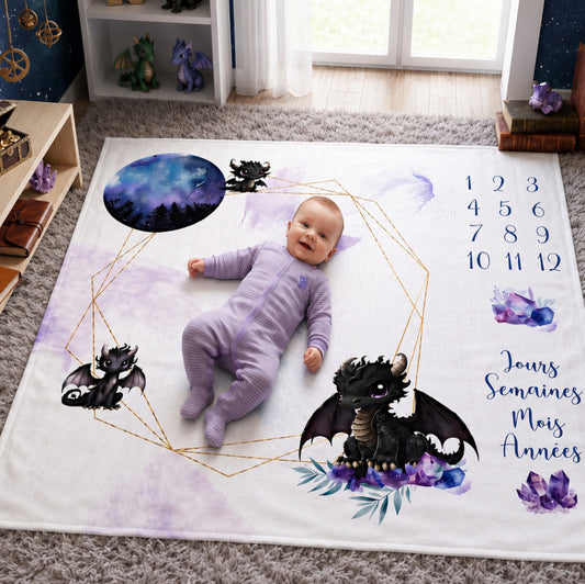 Couverture Etape Photo Dragon Noir | A personnaliser | 95cm x 75cm