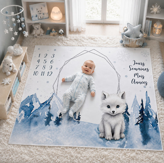 Couverture Etape Photo Renard Polaire | A personnaliser | 95cm x 75cm