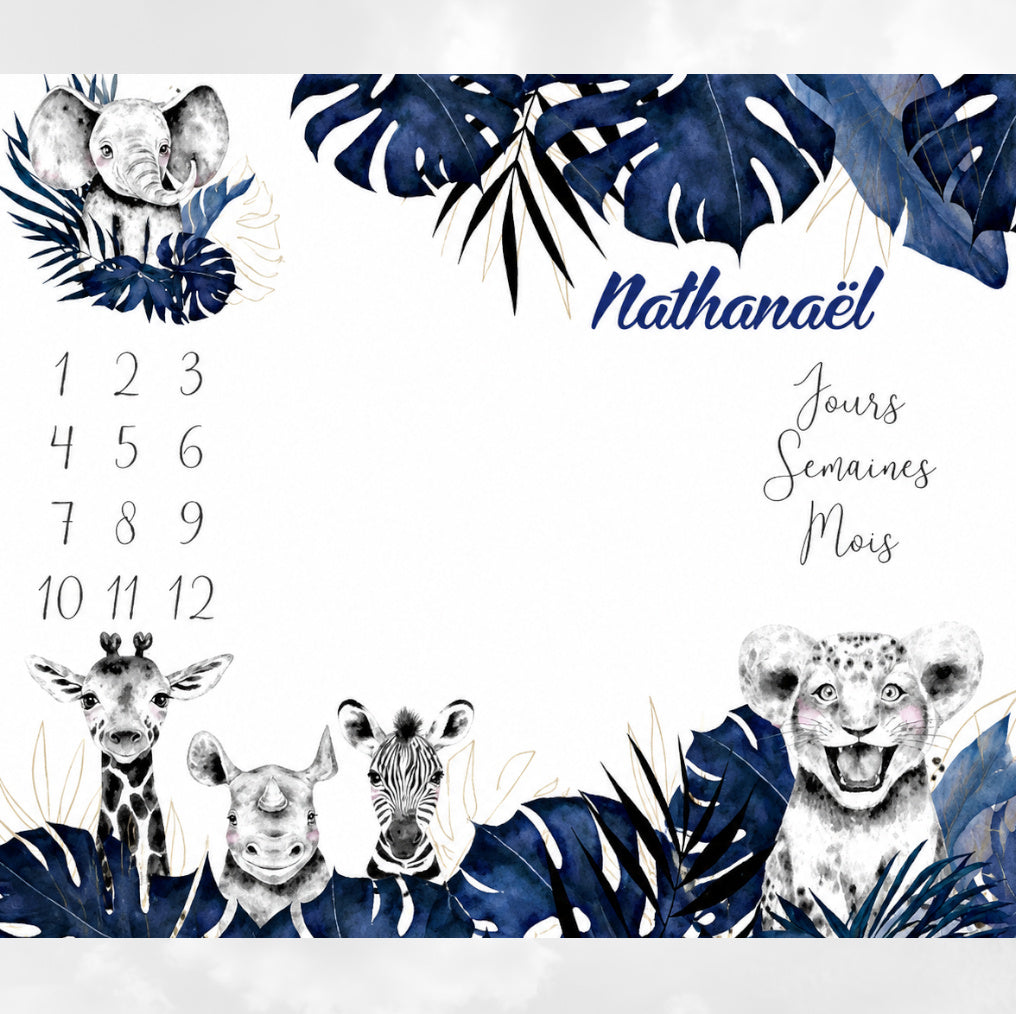 Couverture Etape Photo Savane Bleu | A personnaliser | 95cm x 75cm