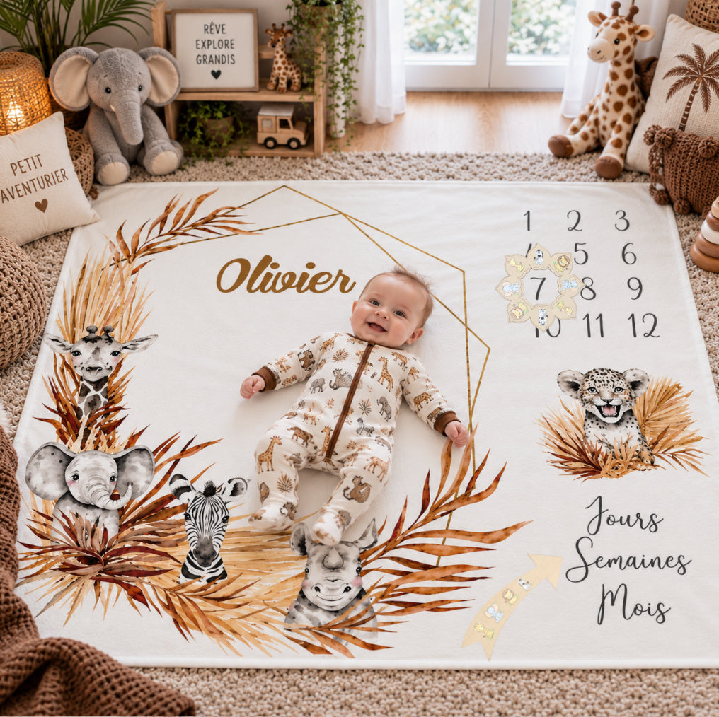 Couverture Etape Savane Brun | A personnaliser | 95cm x 75cm