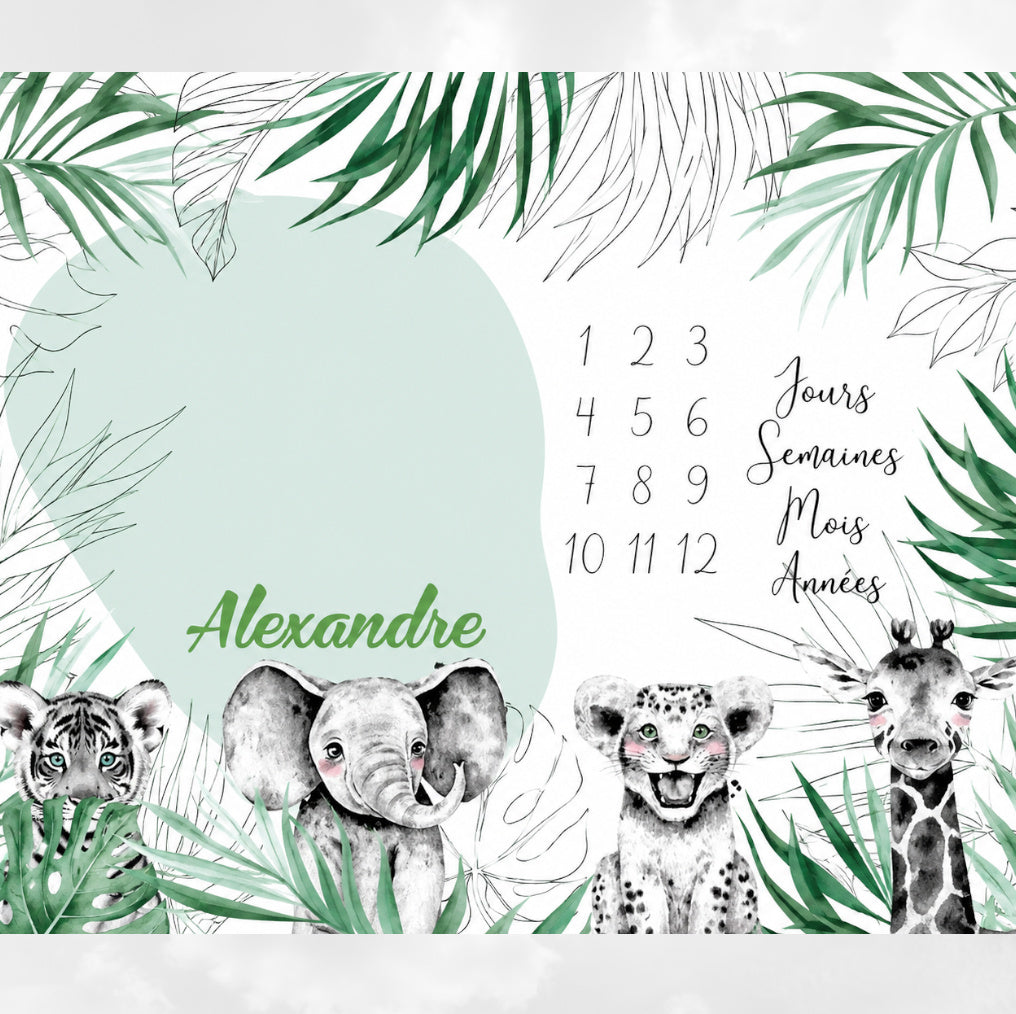 Couverture Etape Photo Savane Vert | A personnaliser | 95cm x 75cm