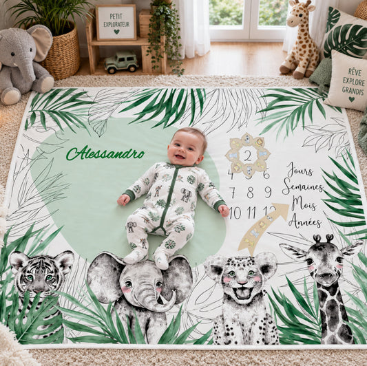 Couverture Etape Photo Savane Vert | A personnaliser | 95cm x 75cm