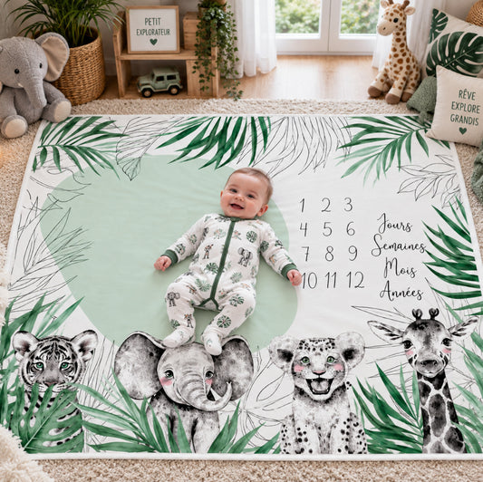 Couverture Etape Photo Savane Vert | A personnaliser | 95cm x 75cm