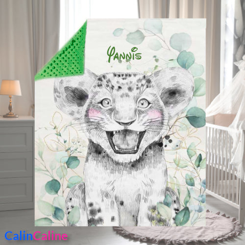Couverture Plaid Bébé | Savane Eucalyptus | 70cm x 95cm | A personnaliser - Calincaline.be