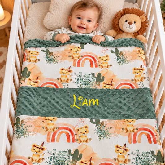 Créez Votre Couverture Bébé 70cm x 95cm | Coton et Minky Garçon | Modèle 2