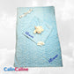 Pack Bébé A Personnaliser | Couverture Eté Bleue 75cm x 90cm + Doudou Vache 35cm
