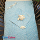 Pack Bébé A Personnaliser | Couverture Eté Bleue 75cm x 90cm + Doudou Vache 35cm