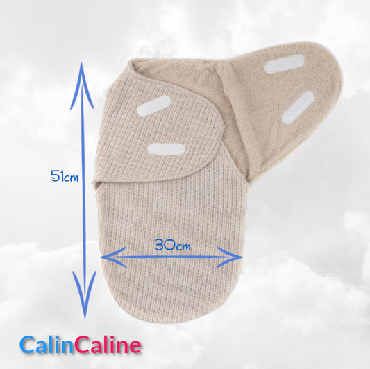 Couverture d'Emmaillotage Bébé | Biscuit | 51cm x 30cm | Avec Prénom Brodé