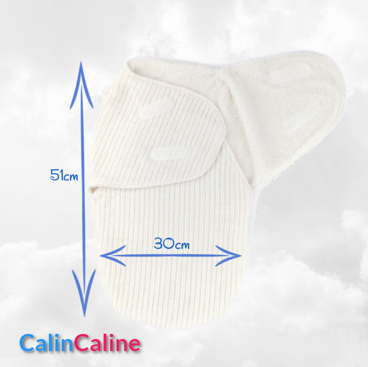 Couverture d'Emmaillotage Bébé | Blanc | 51cm x 30cm | Avec Prénom Brodé