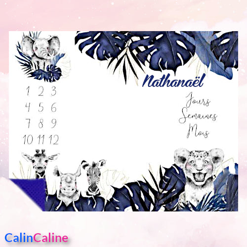Couverture Etape Savane Bleu | A personnaliser | 95cm x 75cm