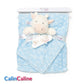 Pack Bébé A Personnaliser | Couverture Eté Bleue 75cm x 90cm + Doudou Vache 35cm