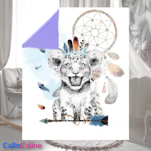 Couverture Plaid Lionceau Rêves | 70cm x 95cm | Couleur minky au choix
