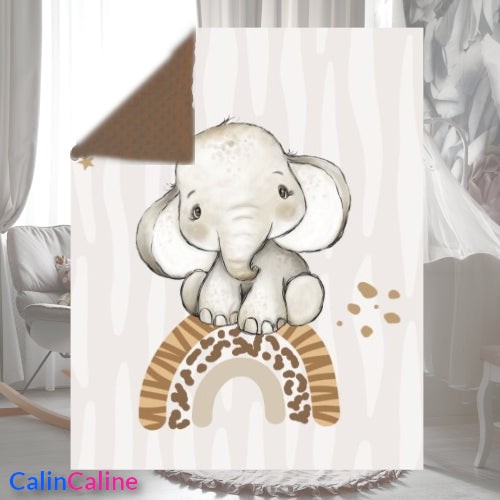 Baby Elephant Plaid Blanket | 70cm x 95cm | Choice of minky color
