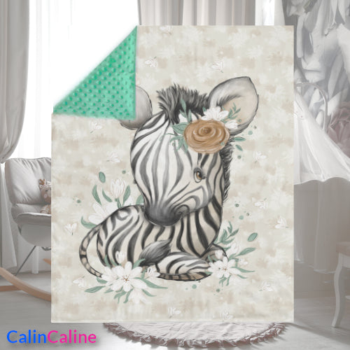 Couverture Plaid Baby Zebra | 70cm x 95cm | Couleur minky au choix