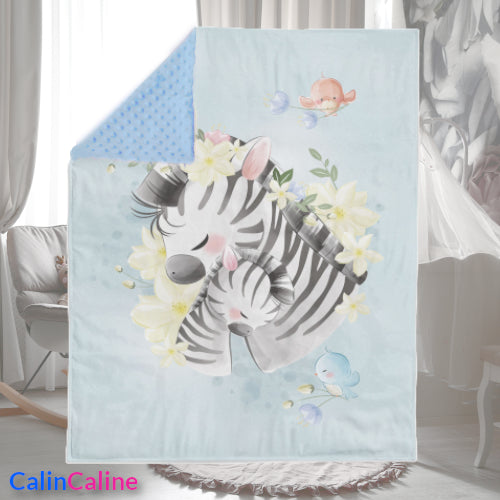 Zebra Baby Plaid Blanket | 70cm x 95cm | Choice of minky color