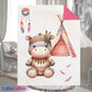 Couverture Plaid Bébé | Hippopotame Boho | 70cm x 95cm | A Personnaliser