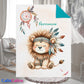 Couverture Plaid Bébé | Lion Boho Indien | 70cm x 95cm | A Personnaliser