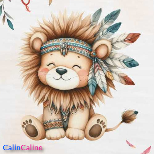 Couverture Plaid Bébé | Lion Boho Indien | 70cm x 95cm | A Personnaliser