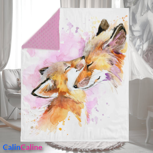 Baby & Mama Fox Plaid Blanket | 70cm x 95cm | Choice of minky color