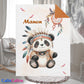 Couverture Plaid Bébé | Panda Boho Indien | 70cm x 95cm | A Personnaliser