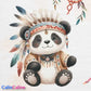 Couverture Plaid Bébé | Panda Boho Indien | 70cm x 95cm | A Personnaliser
