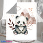 Couverture Plaid Bébé Panda Montagne | 70cm x 95cm | Couleur minky au choix