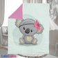 Couverture Plaid Bébé Koala Fille | 70cm x 95cm | Couleur minky au choix